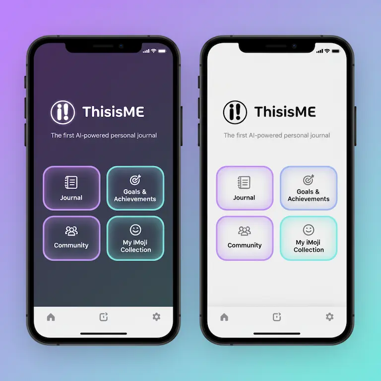 ThisisME app preview in dark and light mode